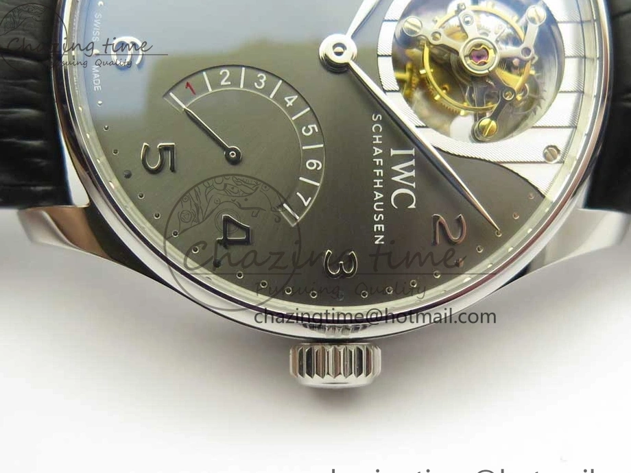 MIROTIME 0809 Portuguese Tourbillon IW5046 SS ZF Best Edition Gray Dial on Black Leather Strap SunProtective 7147